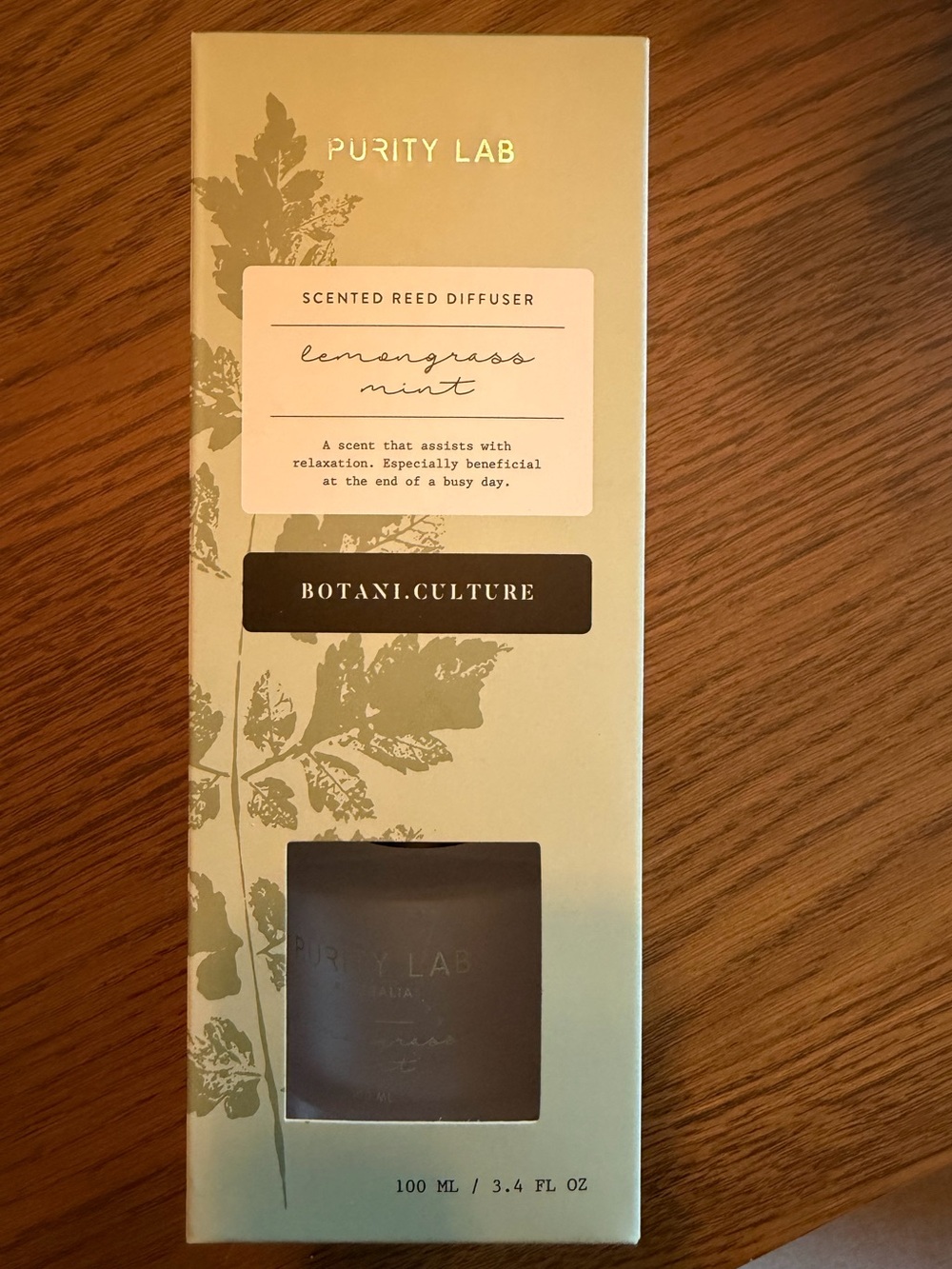 NWT Purity Lab Lemongrass Mint Scented Reed Diffuser - Light Green